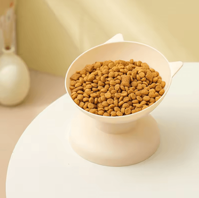 Inspire Curations 45 Elevated Anti Overturn Pet Bowl For Cats & Small Dogs beige