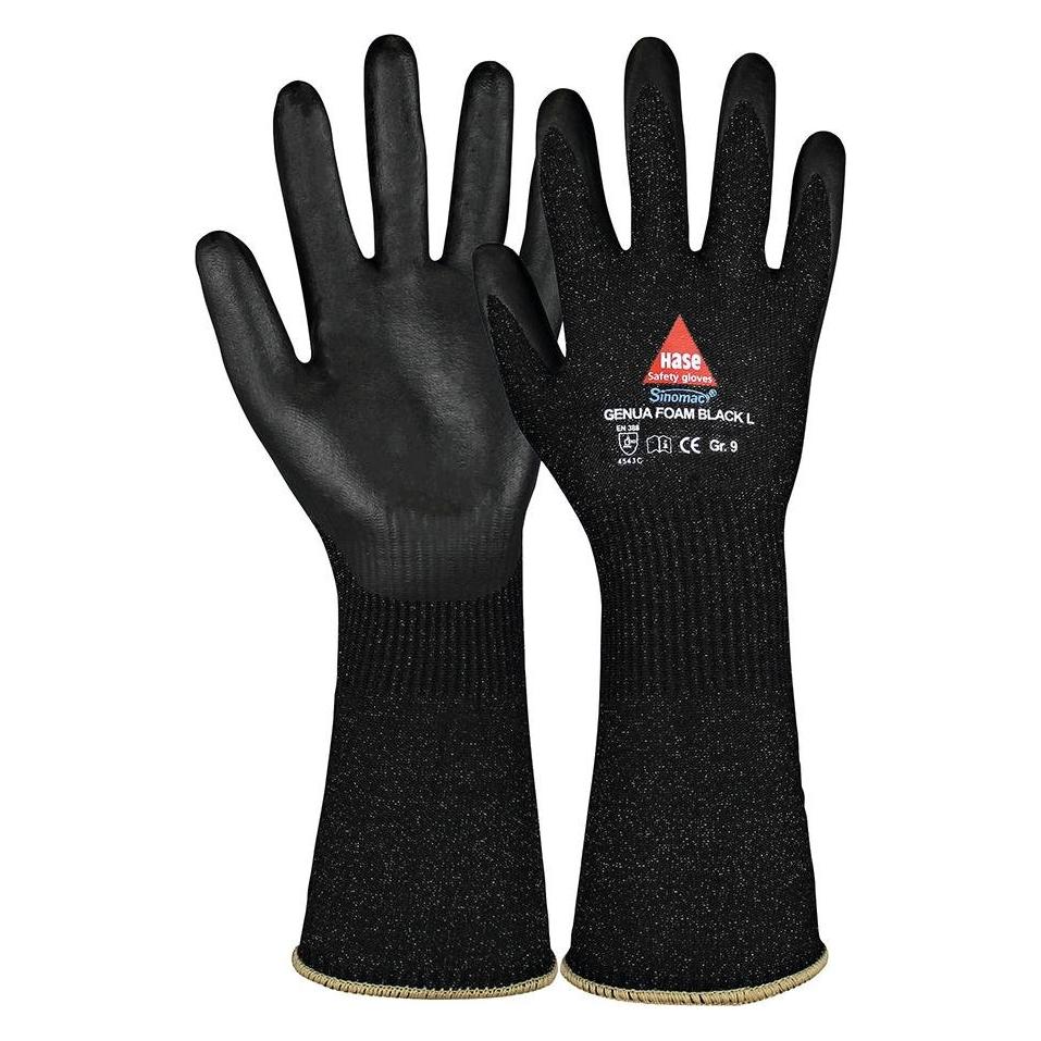 Hase Schnittschutzhandschuhe Genua Foam black long Grösse 10 schwarz EN 388 PSA-Kategorie II (10) (508510-10)