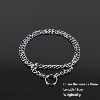 Fusion Finds Heavy Duty Adjustable Metal Dog Training Collar With Double Row Chain & Triple Ring Design 45cm