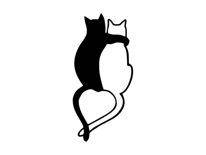 Wanddekoobjekt Wallxpert Love Cats 33 x 70 cm , schwarz, B:33cm H:70cm, Metall, Wanddekoobjekte, Wanddekoobjekt