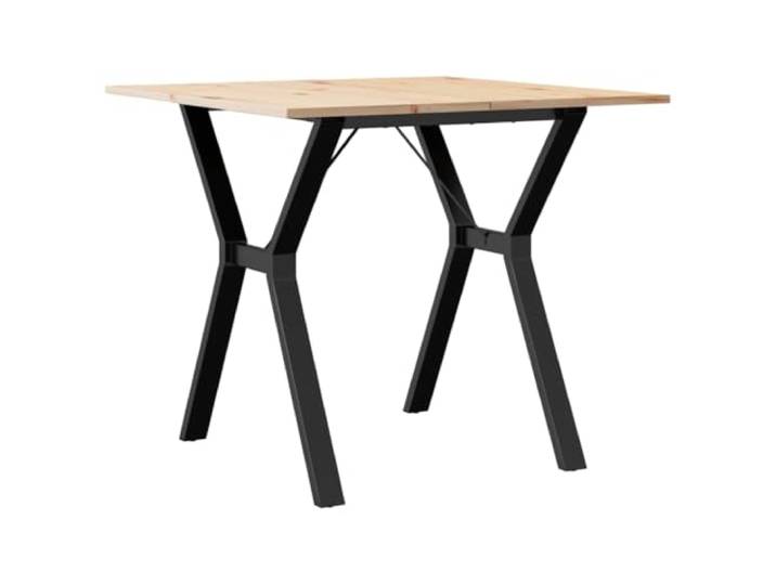 KGHERMDF Esstisch Y-Gestell 80x80x75 cm Massivholz Kiefer und Stahl Robuste Tischplatte, Stabile Y-Form, Natürliche Maserung, Rustikaler Stil, Für Familie und Freunde