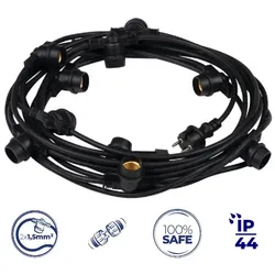 Kanlux Partylichterkette "GRL 11M" 11 Meter 10 x E27 IP44 Schwarz