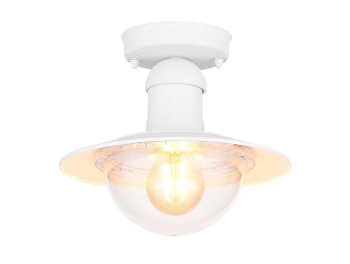 Deckenleuchte weiß Außenlampe Balkonleuchte Deckenlampe Außenbereich, Metall, 1x E27 Fassung, DxH 23,6x21,5 cm