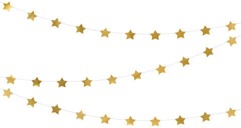 Papiergirlande "Sterne", gold, 3,6 Meter