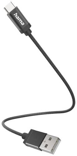 Hama USB-Ladekabel USB 2.0 USB-A Stecker, USB-C Stecker 0.20 m Schwarz 00201600