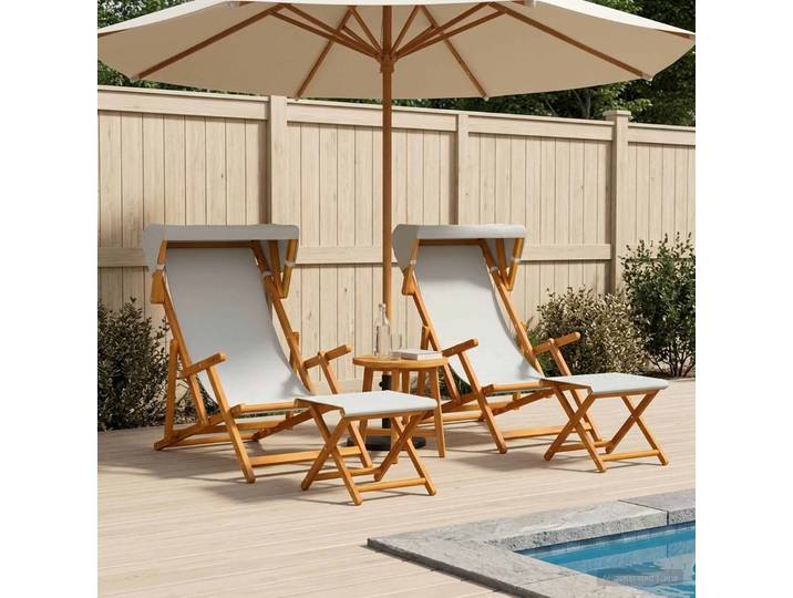 vidaXL Liegestuhl 4 pcs 3 Position Massives Eukalyptus Holz Creme