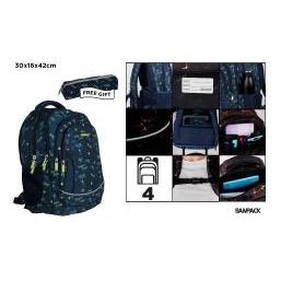 Main paper Rucksack mit vier Fächern (30 x 16 x 42 cm) + Federmäppchen (69961456)
