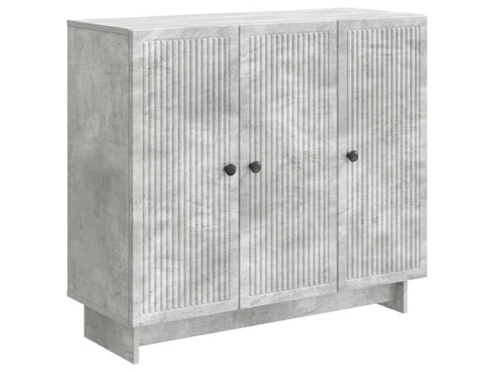 Sideboard Betongrau 89 x 34,5 x 80 cm Holzwerkstoff Vintage-Stil, Metallgriffe, verstellbare Regale, Schwingtüren, Wohnzimmer, Esszimmer