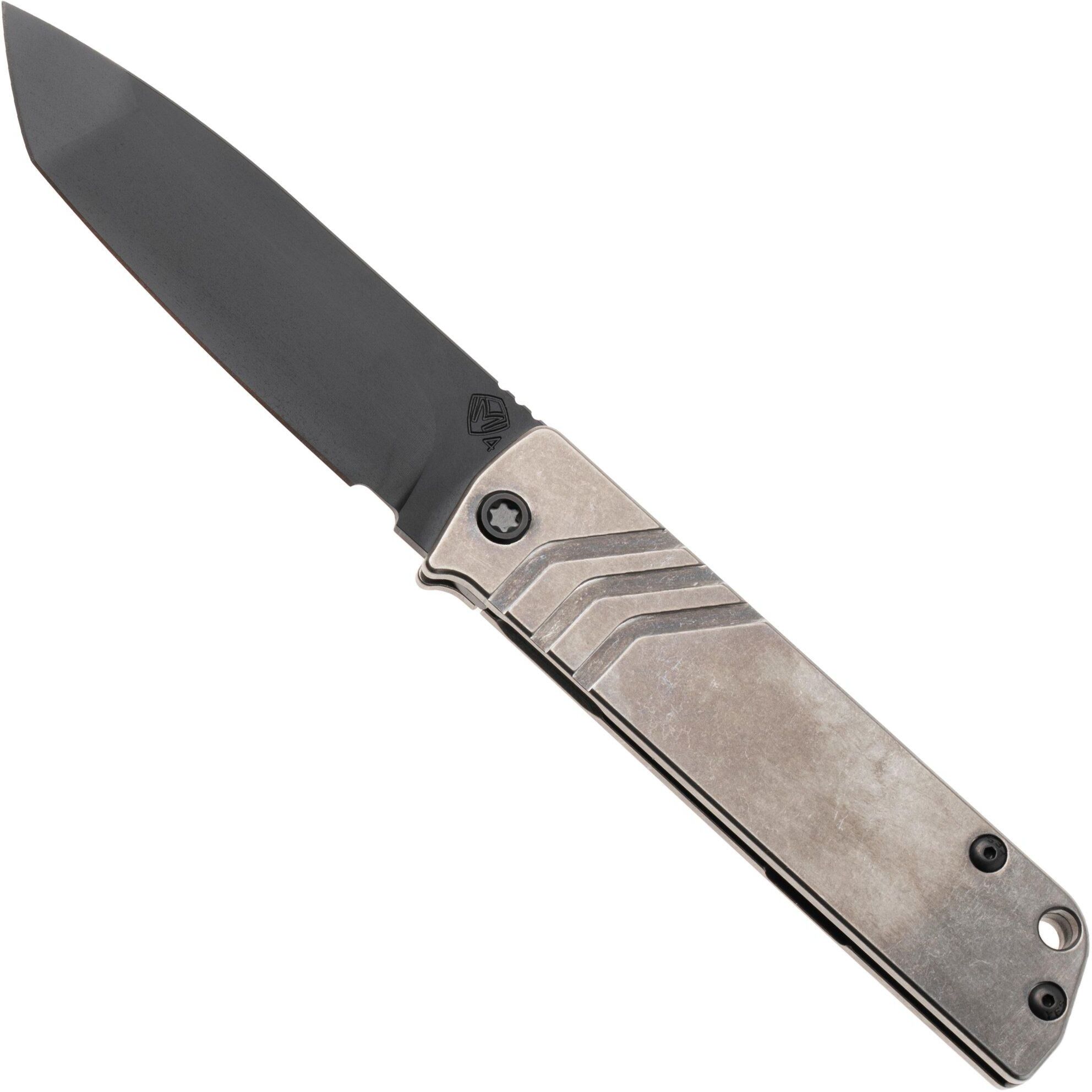 Medford The Antik 26-TA-03, DLC S45VN Tanto Blade, Tumbled Titanium Handles, Black DLC Hardware, coltello da tasca
