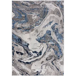 TEPPICH OUSE, abstrakt, Blau-Grau, 80 x 150 cm