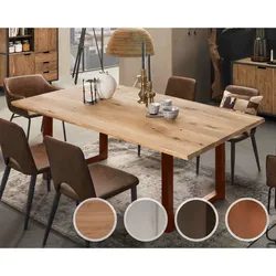 SIT Tops & Tables »Nebraska« Esstisch Wildeiche 240x100 cm / Roheisen lackiert