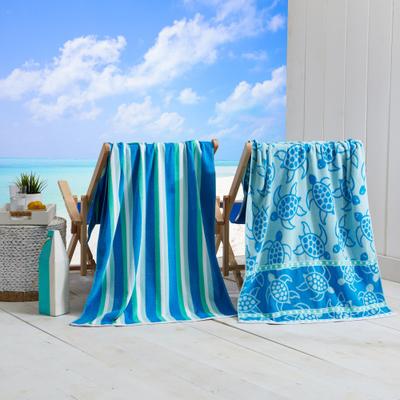 Linery & Co. 100% Cotton Jacquard 2 Pack Summer Beach Towels.
