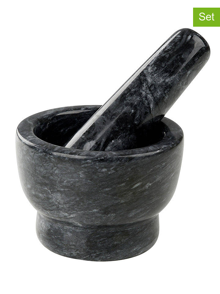Fackelmann 2tlg. Set: Mörser und Stößel "Various" in Anthrazit - (H)7 x Ø 9,5 cm - onesize