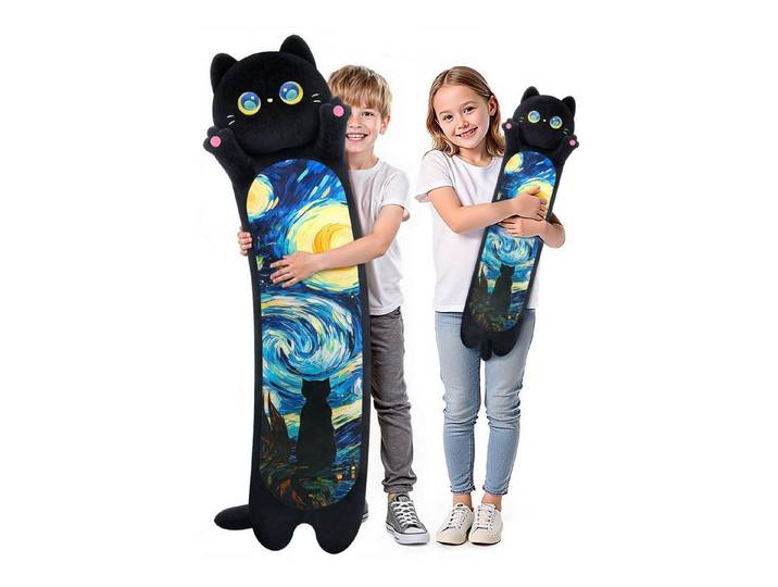 LuxusKollektion Kuscheltier Kuscheltier 130cm Katze Plüschkissen Sternenhimmel Katze 130 CM