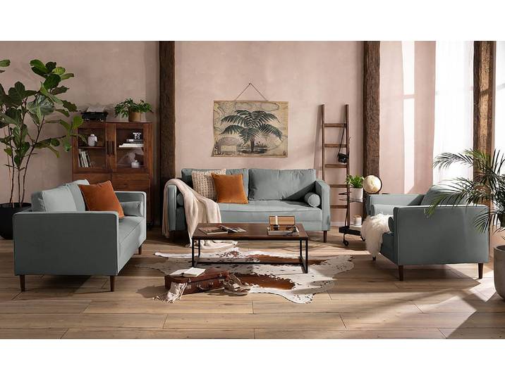 Fauteuil Gris/Gris Velours Vaia 90 x 80 x 86cm