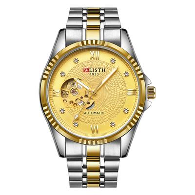 Business Personality Trend Mechanical Mens Steel Band Watch gold