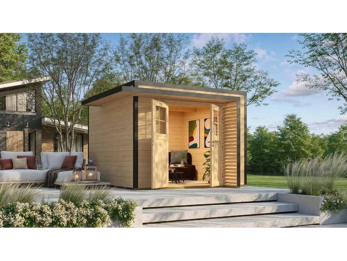 Gartenhaus weka Amberley 28 mm inkl. Fußboden, Tür Sprosse 350 x 353 cm unbehandelt
