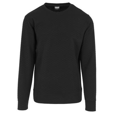 Sweatshirt URBAN CLASSICS "Urban Classics Herren Diamond Quilt Crewneck", Herren, Gr. M, schwarz, 100% Polyester, unifarben, Rundhals, Sweatshirts Sweatshirt