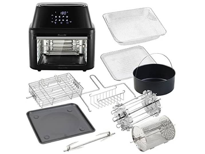 Rosenstein & Söhne Heißluft-Friteuse: Digitale XXXL-Heißluft-Fritteuse & Umluft-Backofen mit Zubehörset (Backofen mit Friteuse, Mini)