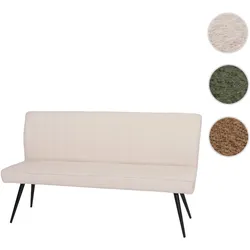 Sitzbank HWC-K16, Esszimmerbank Bank Polsterbank, Rückenlehne Stoff/Textil Bouclé Metall 160cm ~ creme-beige