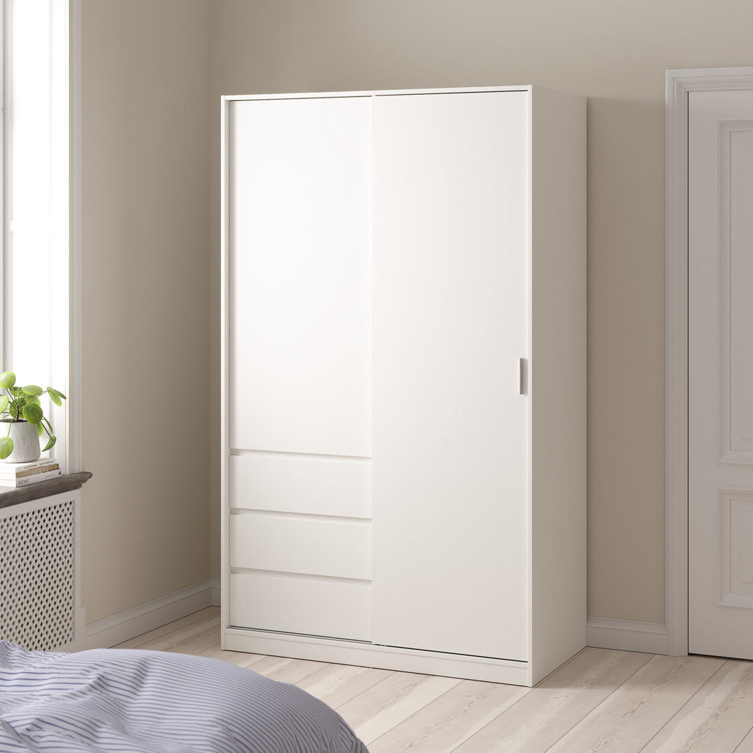 Latitude Run Parley 2 Door Wardrobe White 200.4cm H X 118.5cm W X 60cm D