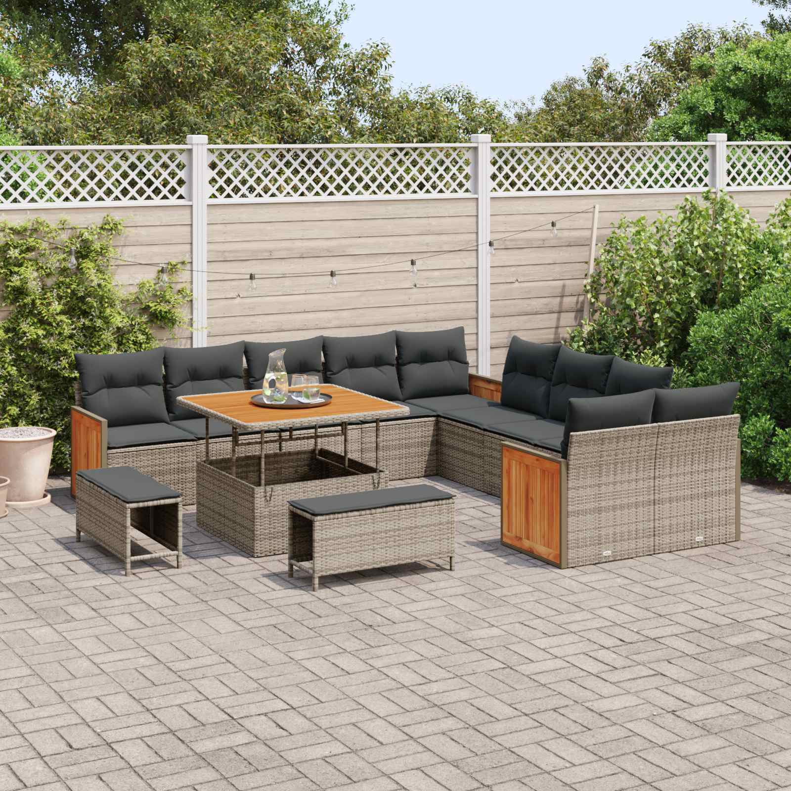 vidaXL Ensemble de canapé de jardin 13 pc 13 place Gris