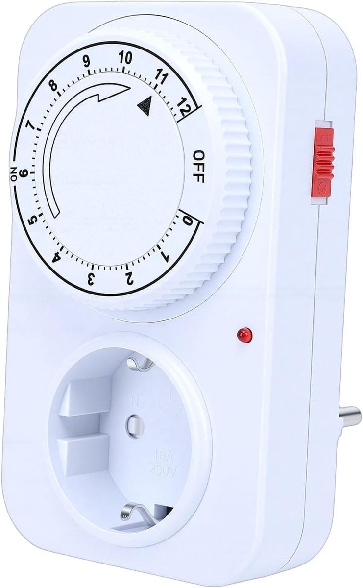Mechanische Timer Socket Zwart - IP44 Waterbestendig - 16A 4800W