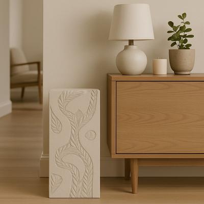 Sagebrook Home Wood Roanoke Carved Plaster Pedestal, Ivory