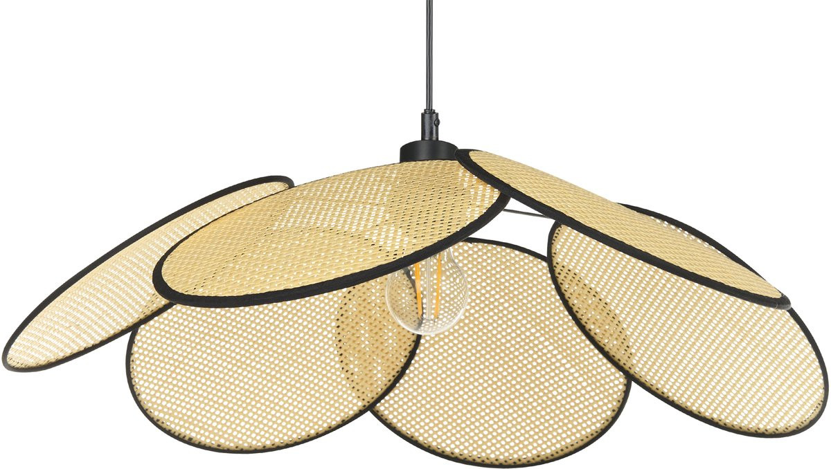 Beliani Hanglamp Boho Stijl - Rattan en Metaal - Zwart