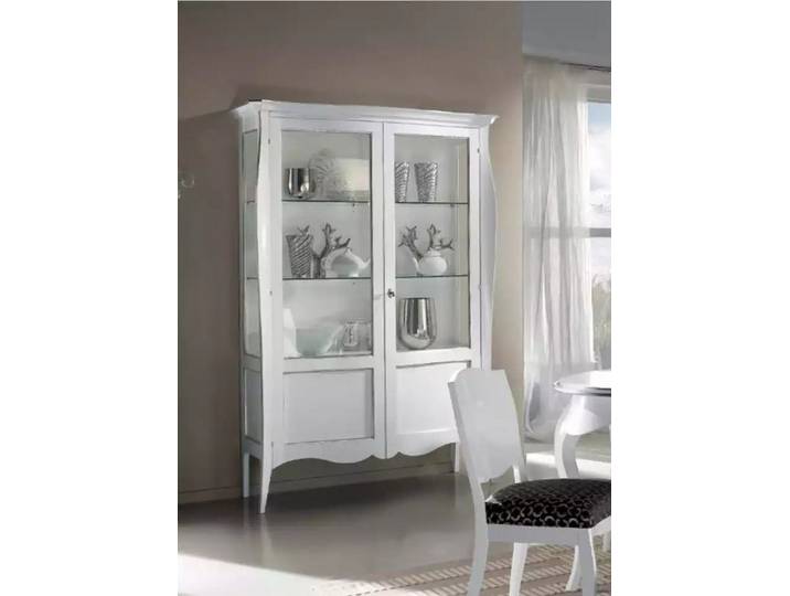 JVmoebel Vitrine Weißer Glasschrank im Luxusdesign für das Wohnzimmer (1-St., Vitrine) Made in Italy
