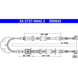 Seilzug Feststellbremse ATE 24.3727-0642.2 für Ford Scorpio I Turnier