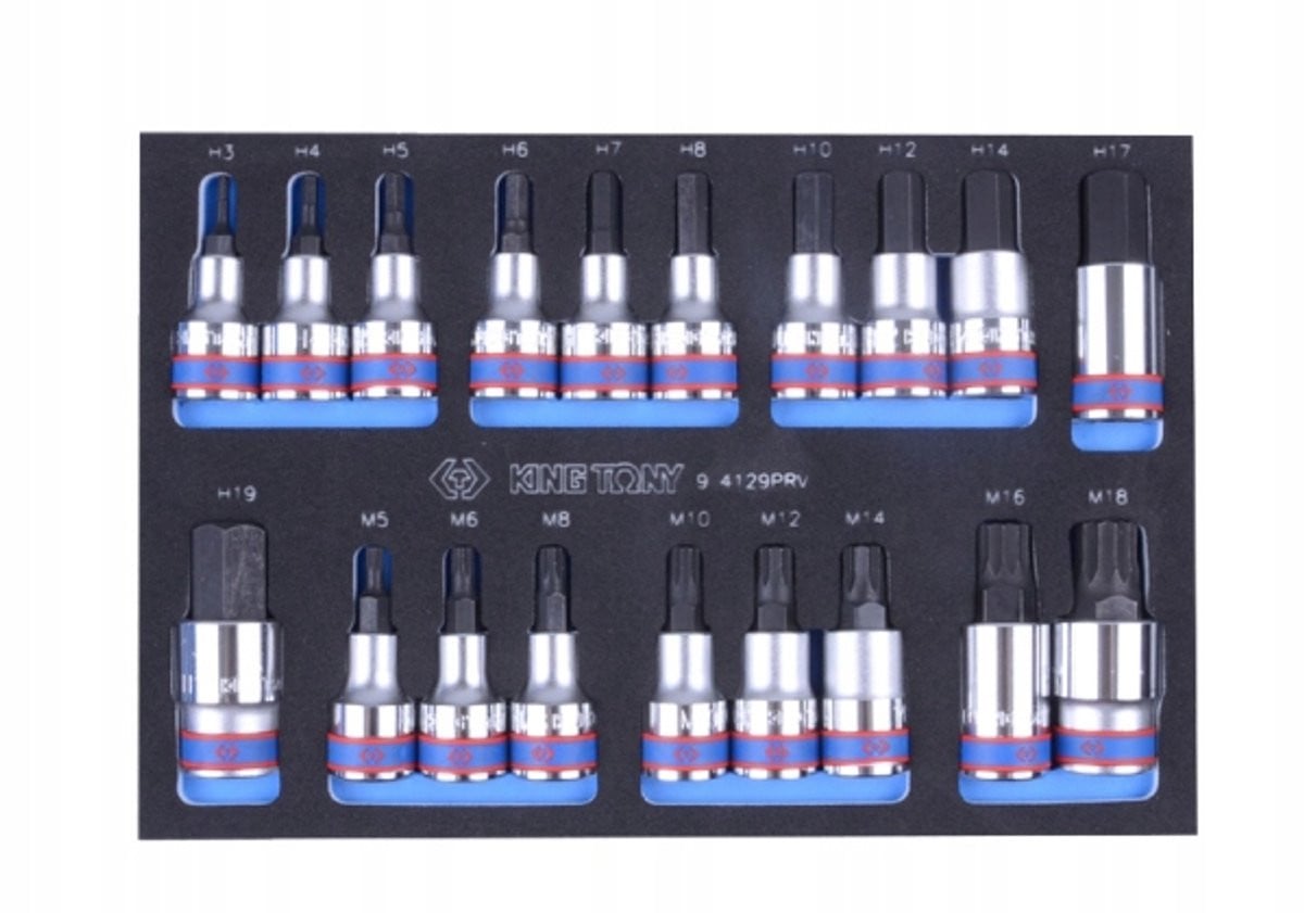 King Tony 19-delige Doppelseitige Dop-bitset 1/2" met HEX en SPLINE bits