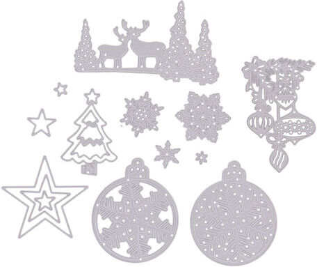 buttinette Stanzschablonen-Set "Weihnachten", 0,8–10 cm, 12-teilig