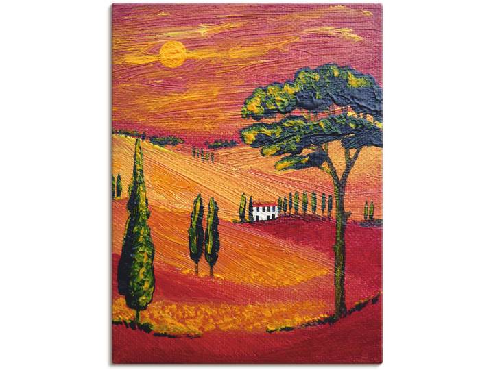 Leinwandbild ARTLAND Irgendwo in der Toskana/Toscana , rot (farbe bild(er): rot), B:60cm H:80cm, Bilder, Leinwandbild, auf Holzrahmen gespannt