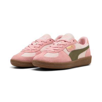 Sneaker PUMA "PALERMO JR", Mädchen, Gr. 37, rosa (jasmine flower, puma olive), Leder, unifarben, Schuhe Sneaker, niedrige Schuhhöhe, mit Schnürung, nicht herausnehmbare Innensohle