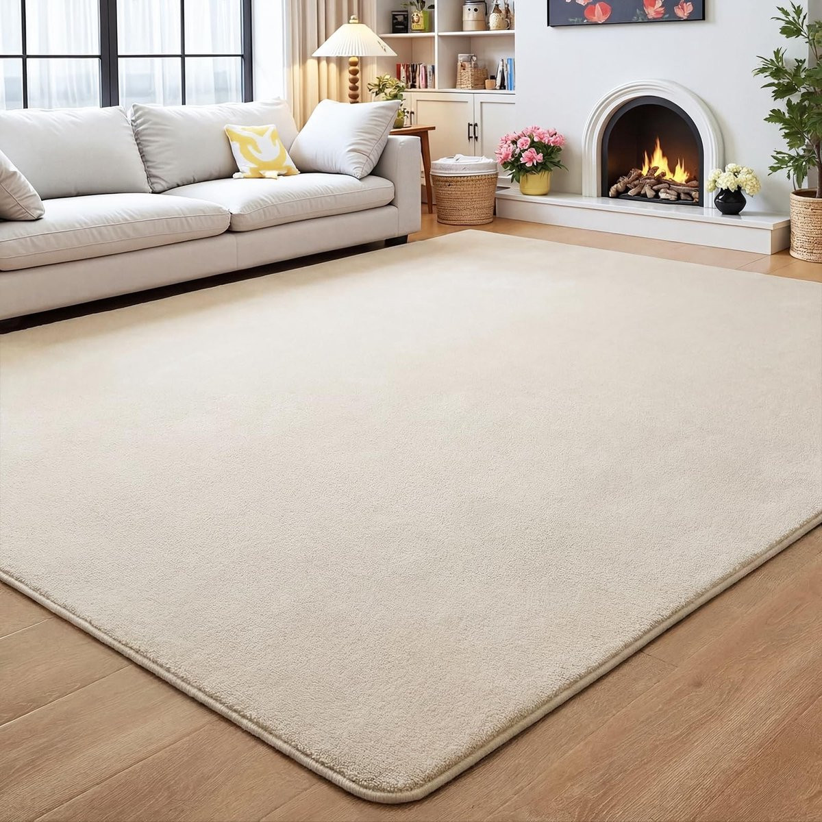 Merkloos Beige Vloerkleed van Faux Fur - Rechthoekig