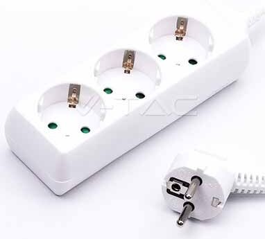 V-Tac Vt-1103-3 Multipresa Ciabatta 3 Posti Eu Standard 16a Cavo 3mt  - Sku 8755
