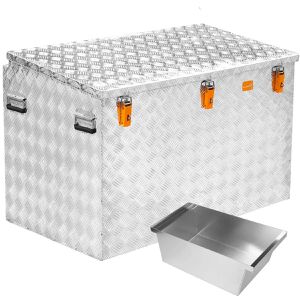 ALUBOX-Alukiste Fahrzeugbox ABX-R520PE, Aluminium Riffelblech, 520 l, spritzwassergeschützt & abschließbar, 120 x 77 x 68 cm