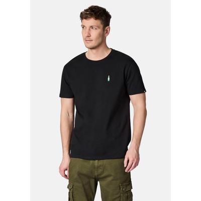 T-Shirt RAGWEAR "Samms C Gots YOUMODO", Herren, Gr. S (48), schwarz, Material: 100% Baumwolle, Basic, relaxed fit hüftlang, Rundhals, normaler Saum, Shirts T-Shirt, Kurzärmliges Shirt mit Flaschen-Stickerei