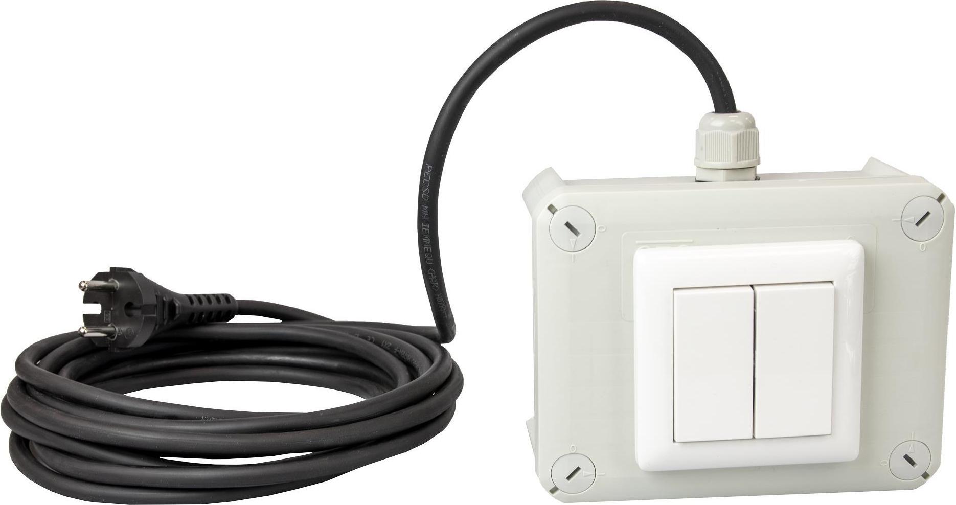 DOTLUX Funksendereinheit mit 4fach Taster mobile Version im Gehäuse mit 5m Kabel und Schuko-Stecker