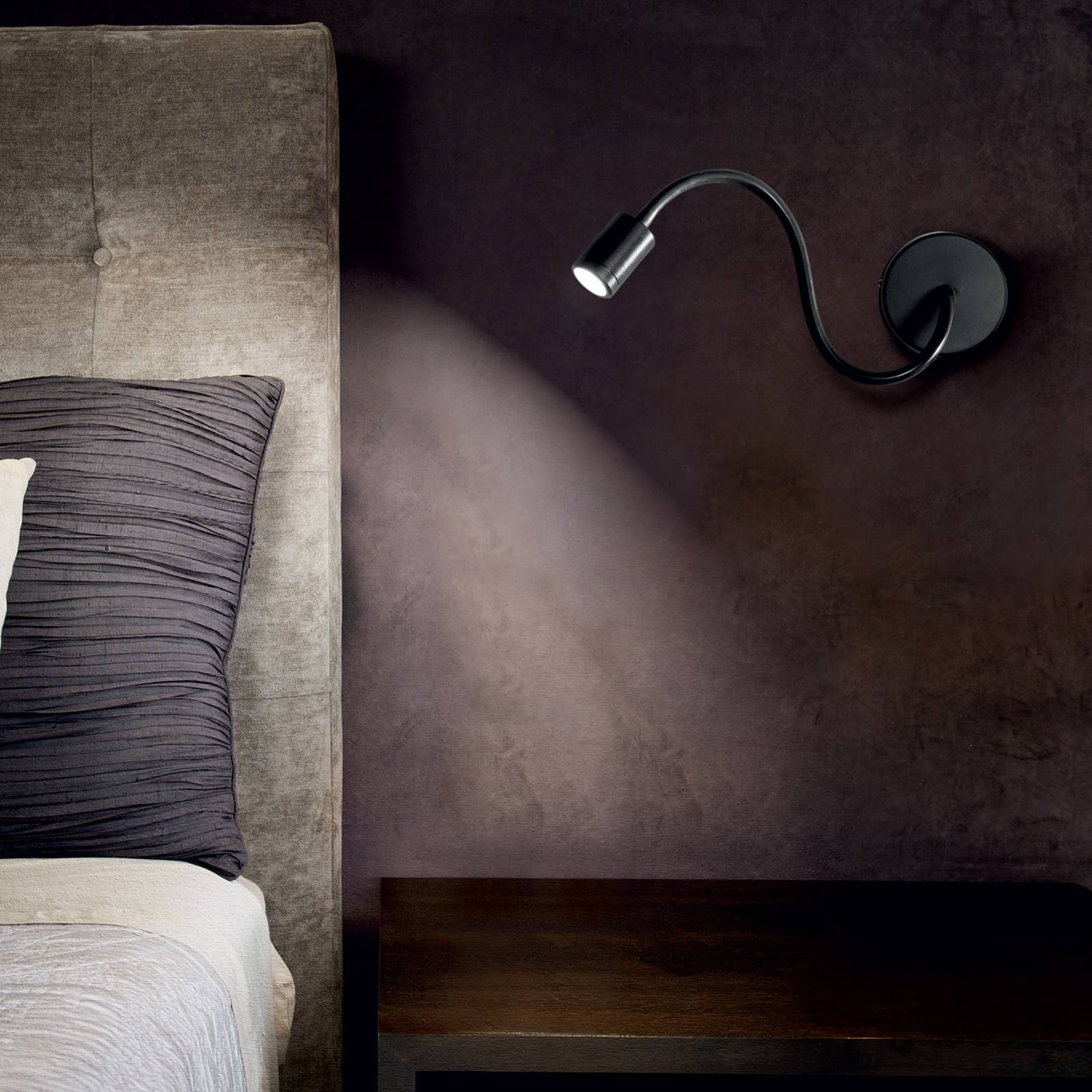 IDEAL LUX LED Wall Light Focus, Black, Bedroom, metal, Modern, Wall Light