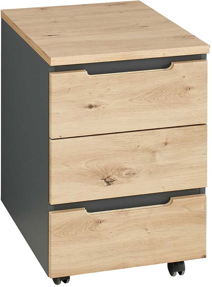 Pharao24.de Schreibtischcontainer mit Rollen - drei Schubladen 66 cm hoch