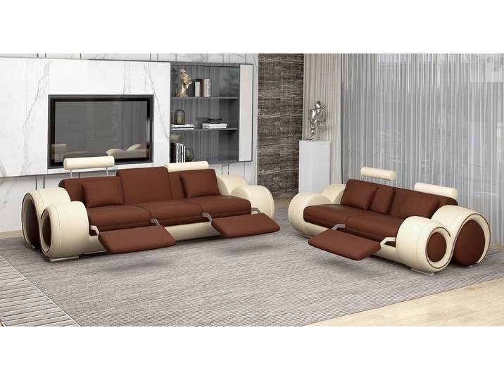 Xlmoebel Polstergarnitur Elegantes Ledersofa mit hochwertiger Polsterung für modernes Wohnen, (Polstergarnitur, 2-tlg., 3Sitzer + 2Sitzer 32er_Sofa), Hergestellt in Europa