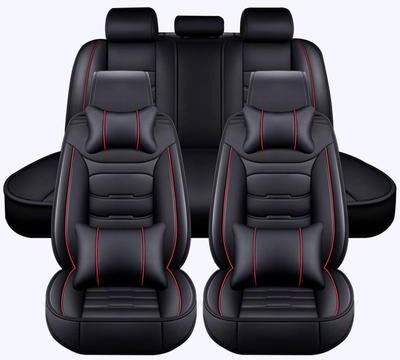 Lucky Monet Universal 5-Seat Car Seat Covers Full Set, Premium PU Leather Waterproof Front