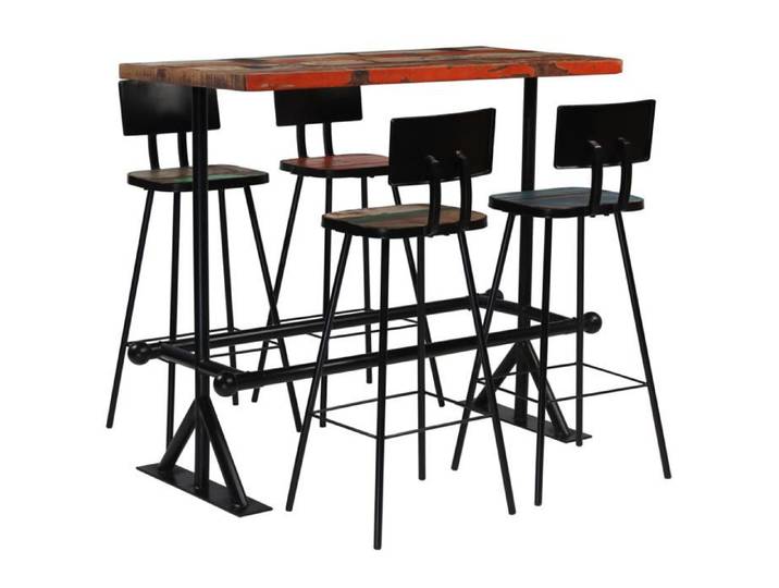 Mobilier de bar 5 pcs Bois de récupération massif Multicolore