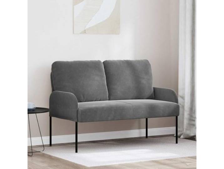 ZQQLVOO Sofa mit Kissen 110cm Dunkelgrau Sperrholz Polyesterbezug, Metallbeine in Schwarz, Abriebfest, Leicht zu Reinigen, Modernes Design