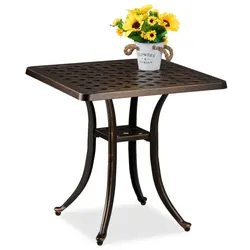 Relaxdays Antiker Gartentisch Aluminium Gold,Schwarz