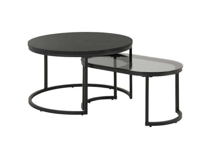 Mid.you Couchtisch Spiro, Schwarz, Metall, Glas, Marmoroptik, rund, rund, 42x70x70 cm, Wohnzimmer, Wohnzimmertische, Couchtische, Couchtische Marmoroptik