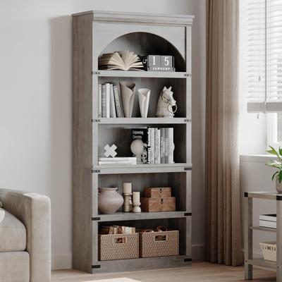 Garvee "68.7"" Farmhouse Arched 5-Tier Wooden Bookcase"