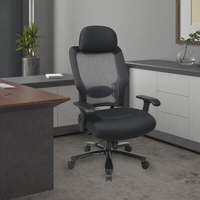 Office Star Products OSP Big and Tall Chair with Lumbar Support and Headrest